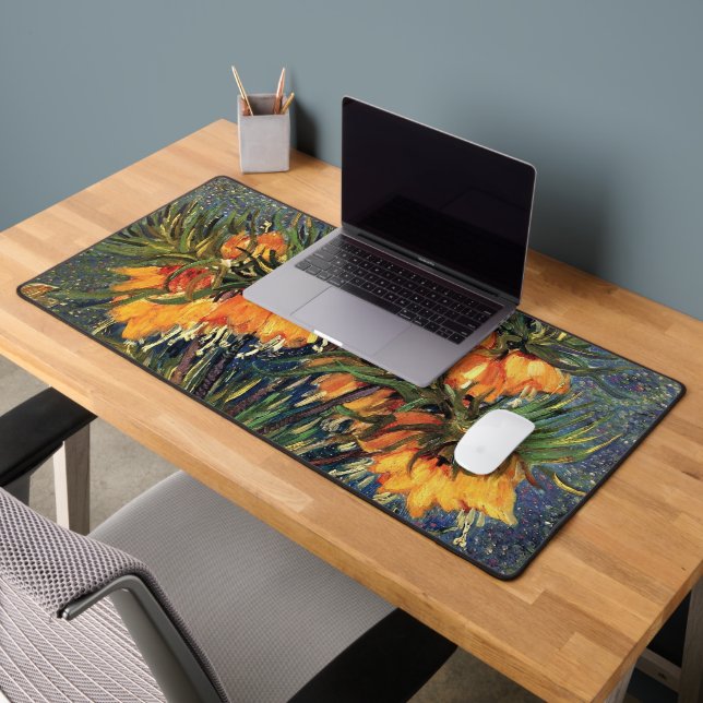 Fritillaries in a Copper Vase by Vincent van Gogh Desk Mat (Office 2)