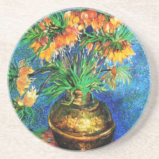 Fritillaries in a Copper Vase Van Gogh Fine Art Coaster (Front)