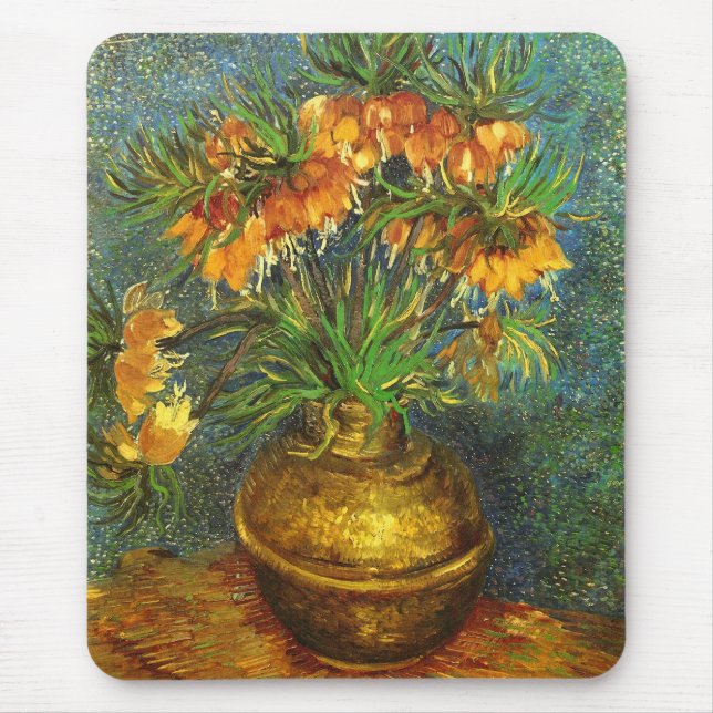 Fritillaries in a Copper Vase Van Gogh Fine Art Mouse Pad (Front)