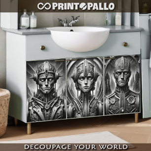 Fritz Lang Metropolis tribute. Three metal heads Wrapping Paper Sheet