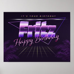 Fritz Nom Vorname lila retro Poster Geburtstag