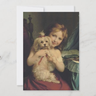 Fritz Zuber-Buhler - A young girl with a bichon fr Invitation
