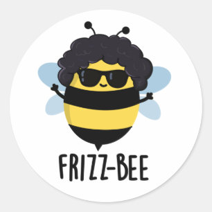 Frizz-Bee Funny Afro Bee Pun  Classic Round Sticker