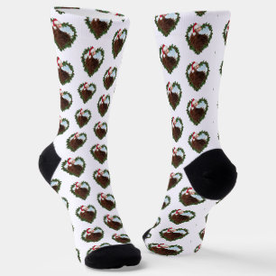 Frizzle Chick Chicken Wreath Christmas Socks