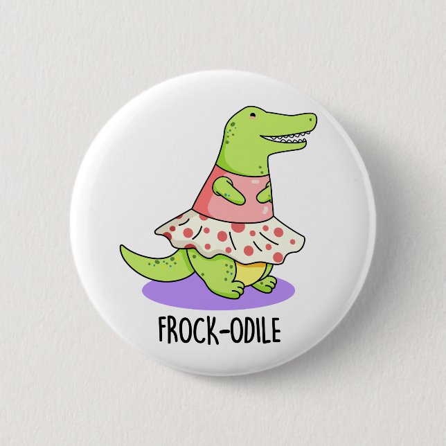 Frock-odile Funny Crocodile Pun 2 Inch Round Button (Front)