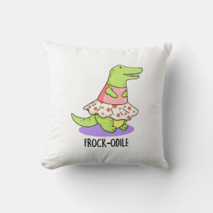 Frock-odile Funny Crocodile Pun  Throw Pillow