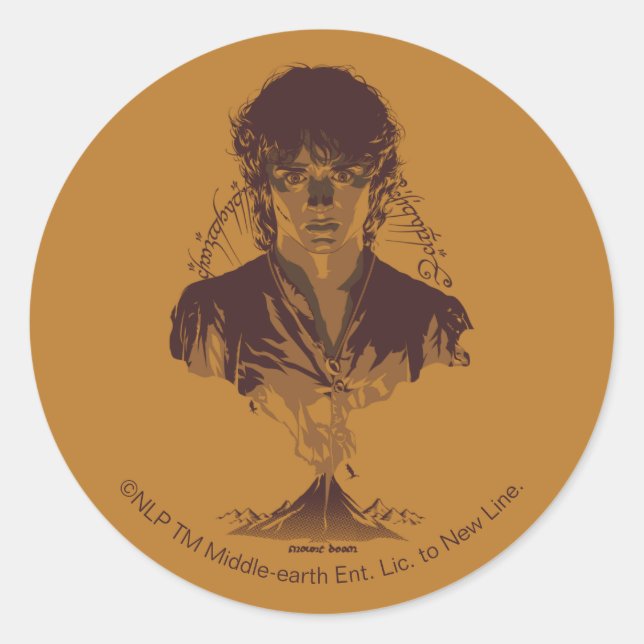 FRODO™ MOUNT DOOM™ Tengwar Inscription Graphic Classic Round Sticker (Front)