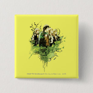 FRODO™ with Hobbits Vector Collage 2 Inch Square Button