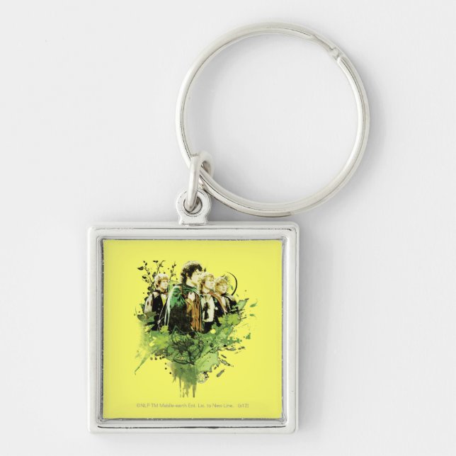 FRODO™ with Hobbits Vector Collage Keychain (Front)