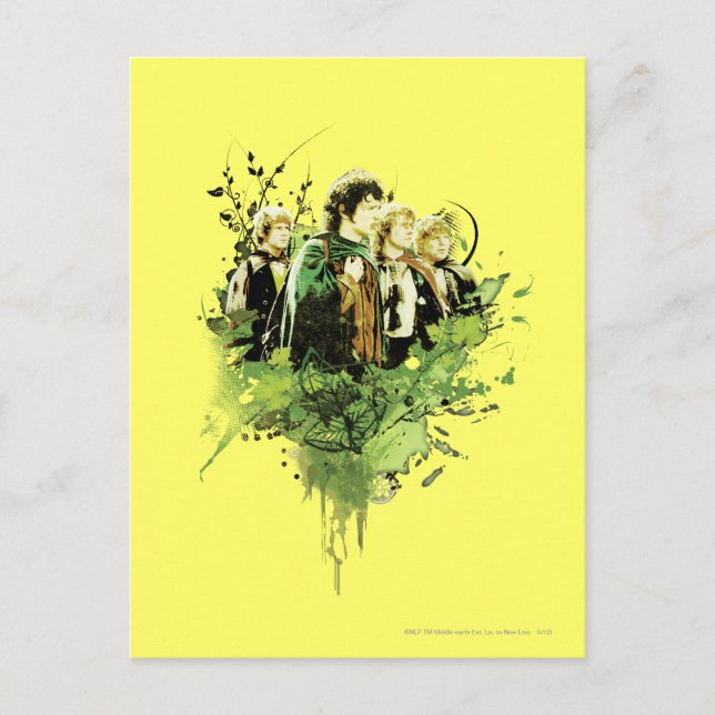 FRODO™ with Hobbits Vector Collage Postcard (Front)
