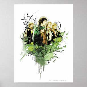 FRODO™ with Hobbits Vector Collage Poster