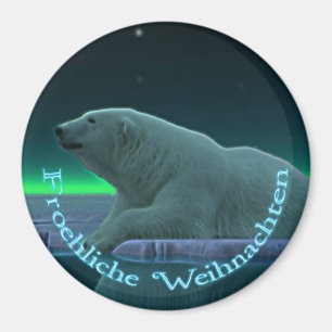 Froehliche Weihnachten - Ice Edge Polar Bear Magnet