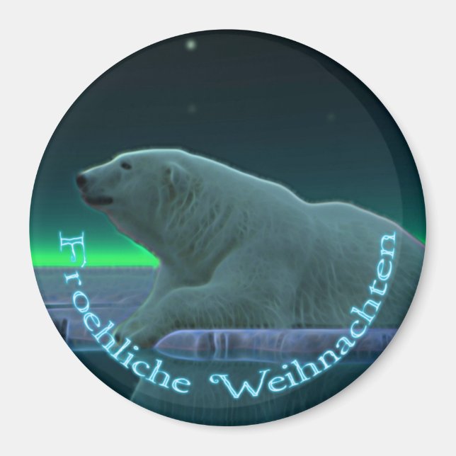 Froehliche Weihnachten - Ice Edge Polar Bear Magnet (Front)
