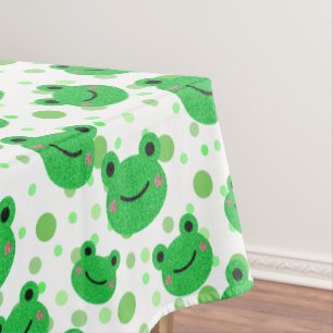 Frog 1st Birthday p`Party Froggy Green Dots Tablecloth