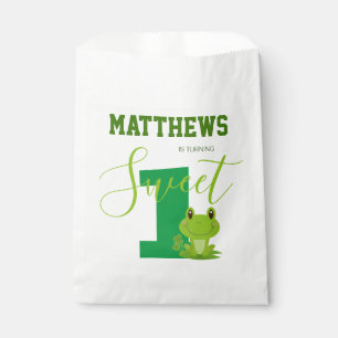 Frog 1st birthday party favour bag