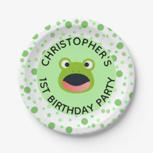 Frog 1st Birthday Party for Kids Paper Plate