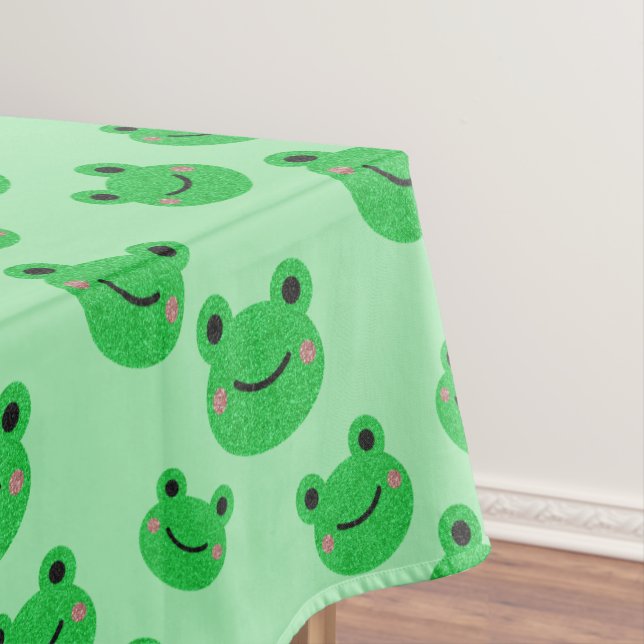 Frog 1st birthday party froggy theme tablecloth (In Situ)