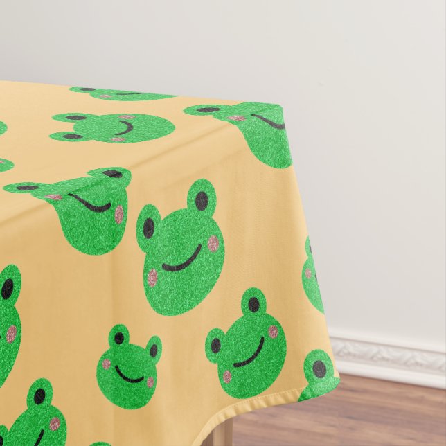 Frog 1st birthday party froggy theme tablecloth (In Situ)