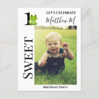 Frog 1st Birthday party invitation