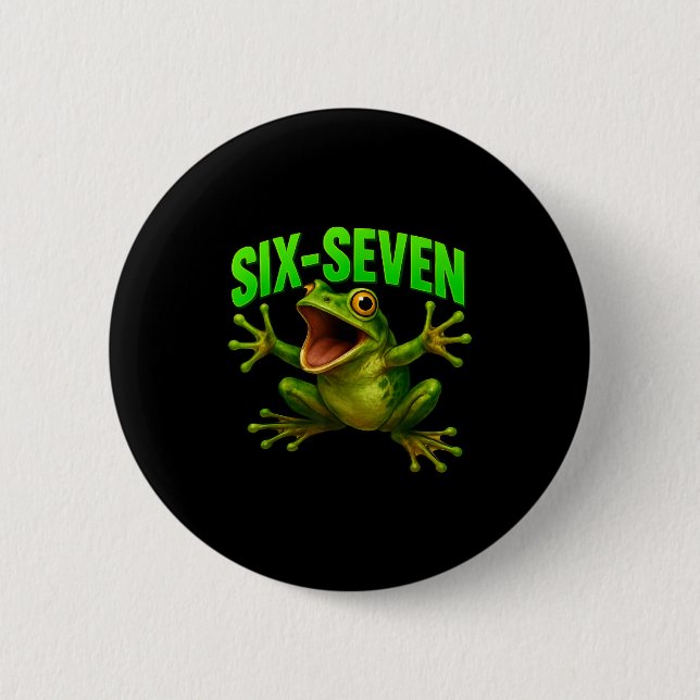 Frog 67 Meme Six Seven Funny Gen Alpha  2 Inch Round Button (Front)