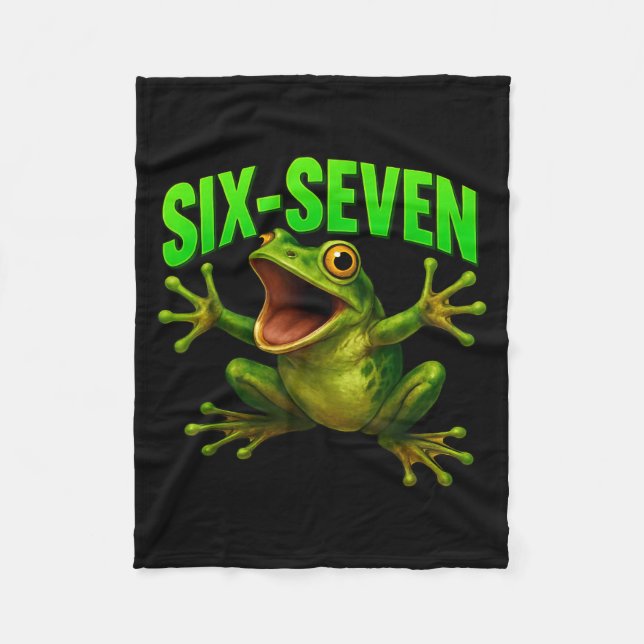 Frog 67 Meme Six Seven Funny Gen Alpha  Fleece Blanket (Front)