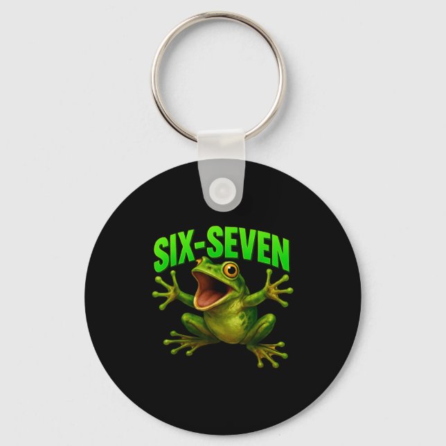 Frog 67 Meme Six Seven Funny Gen Alpha  Keychain (Front)
