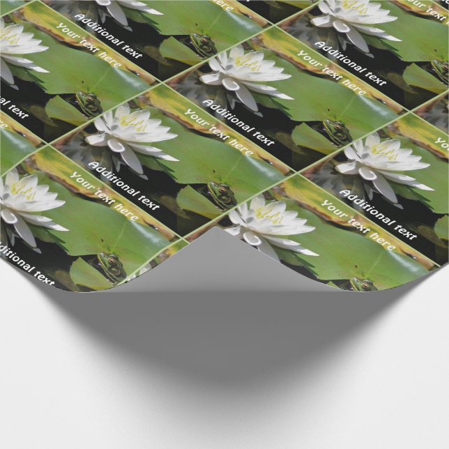 Frog Admiring Lotus Flower Nature Personalized Wrapping Paper (Corner)