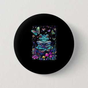 Frog Aesthetic Cottagecore Goblincore Reading 2 Inch Round Button