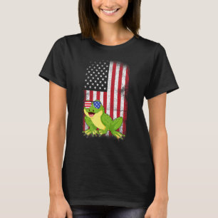 Frog American Flag Boys Girls Men Women Fourth Of T-Shirt