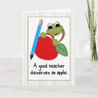 Frog and Apple Good Teacher Appreciation Thank You Card