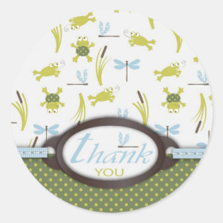 Frog and Dragonfly Thank You Classic Round Sticker