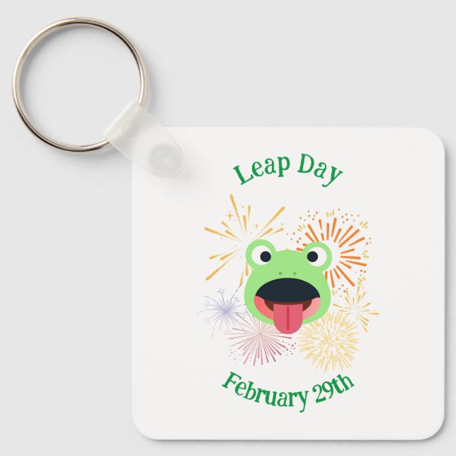 Frog and Fireworks Design Keychain (Front)