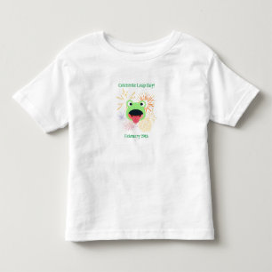 Frog and Fireworks for Leap Day February 29th Toddler T-shirt