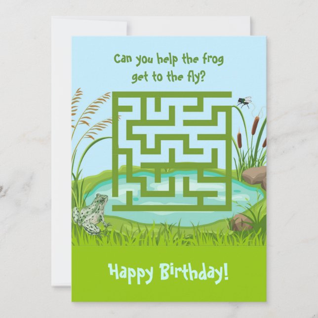 Frog and Fly Maze Birthday Cards (Front)