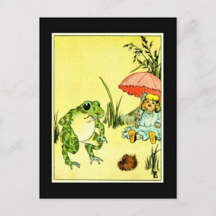 Frog and Girl With Umbrella Postcard
