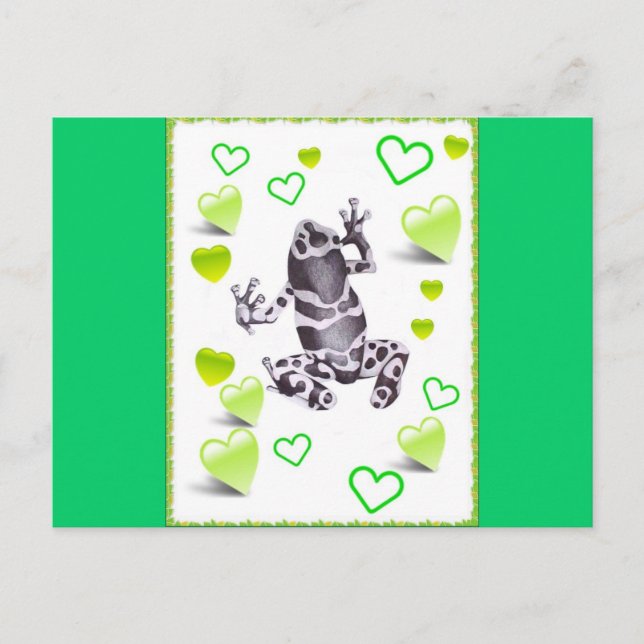 frog and hearts postcard (Front)