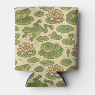 Frog and Lili pads Waterlilies Frogs               Can Cooler