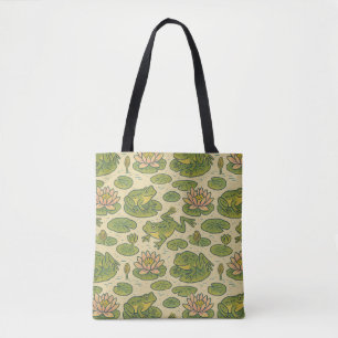 Frog and Lili pads Waterlilies Frogs Tote Bag
