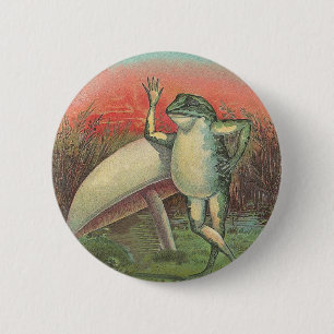 Frog and Mushroom 2 Inch Round Button