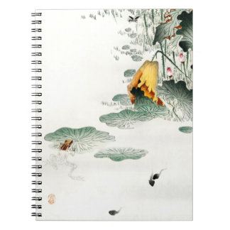 Frog and Tadpoles by Ohara Koson, Japanese Nature, Notebook