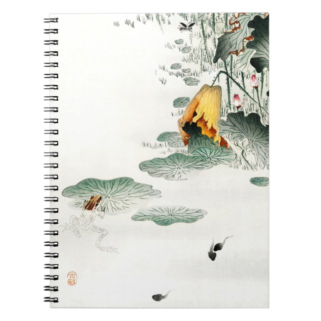 Frog and Tadpoles by Ohara Koson, Japanese Nature, Notebook (Front)