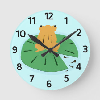 Frog and Tadpoles & Water Lily Wall Clock