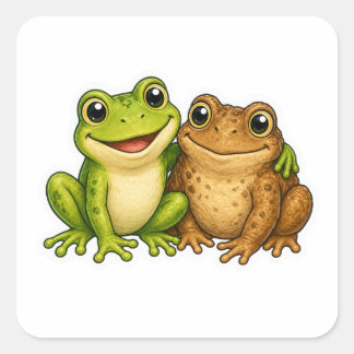 Frog And Toad Cute Nature Art Scene Sticker
