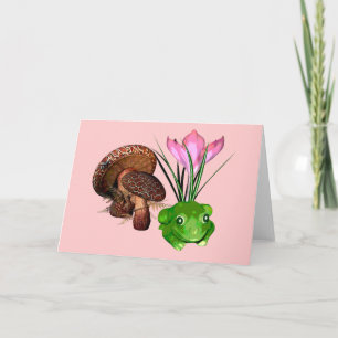 Frog and Toadstool Holiday Card