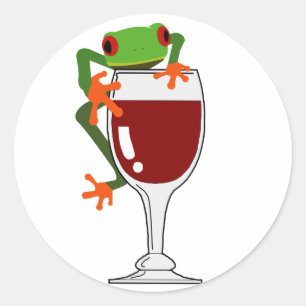 Frog and Wine Classic Round Sticker