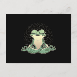 Frog animal doing yoga meditating postcard