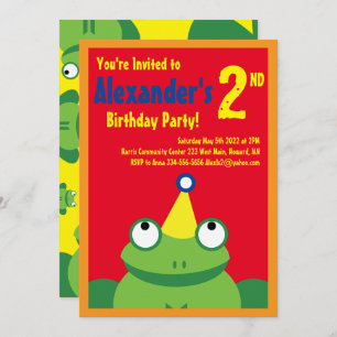Frog Animal Kid's Birthday Party Invitations