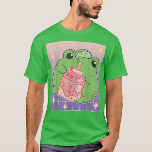 Frog Anime Milk Drink Peach Sweet Japan Graphic Ha T-Shirt