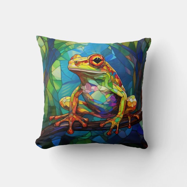 Frog Art Throw Pillow (Front)