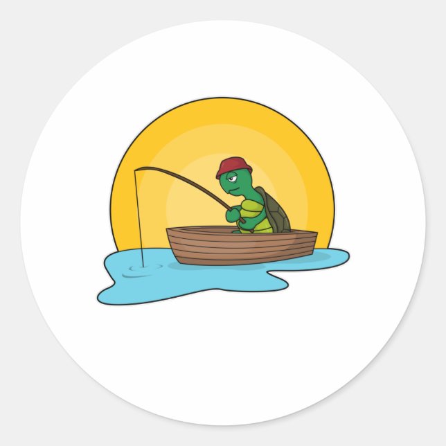 Frog as Angler in Boat Classic Round Sticker (Front)